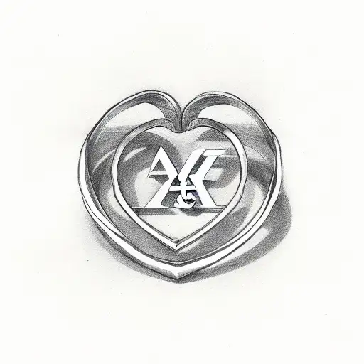 Letters A And T In A Love Heart Rings