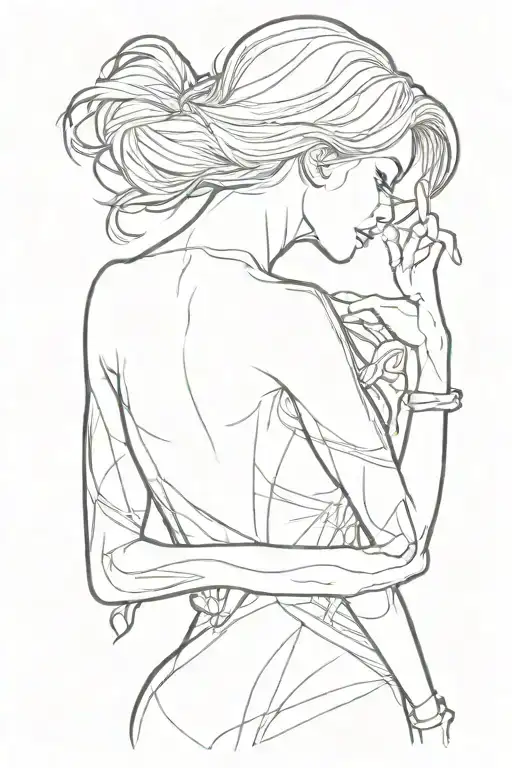 Faceless Slim Woman Silhouette Sensual Flexing