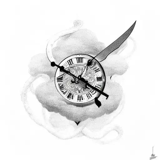 Death Holding Scythe And Clock