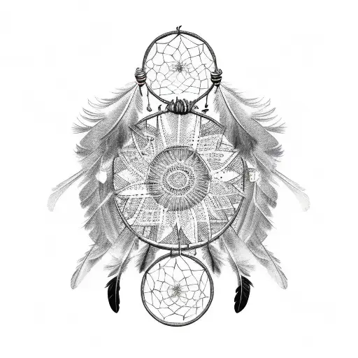 Feathers Traveling In And Out Of A Dreamcatcher Of The World