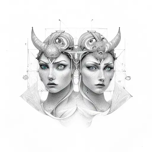 Gemini Faces Linework