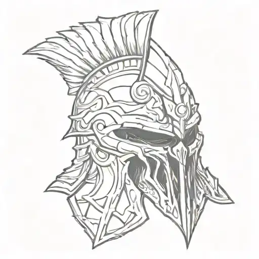 Half Skull Half Spartan Helmet Front View