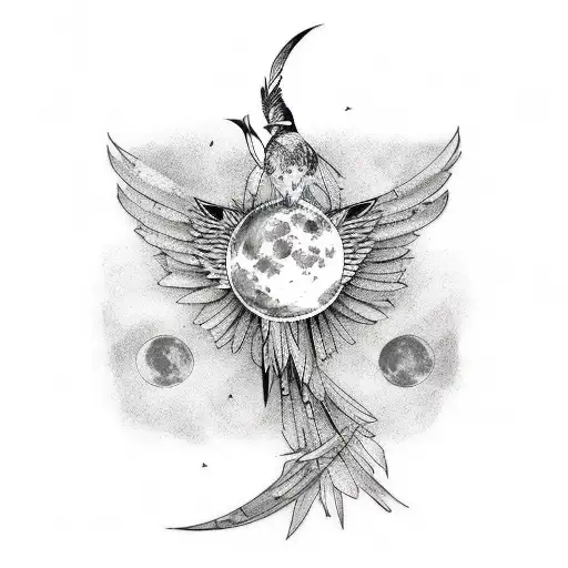 Magpie Moon Simple Tattoo