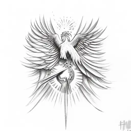 Falling Icarus With Rising Phoenix Bird