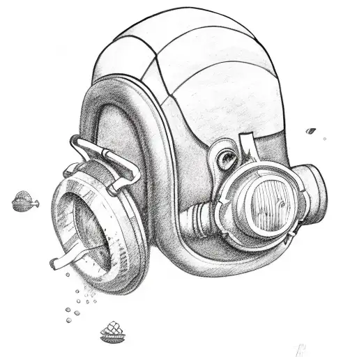 Diving Helmet Surrounded By Reggae Music Notes And Underwater Creatures