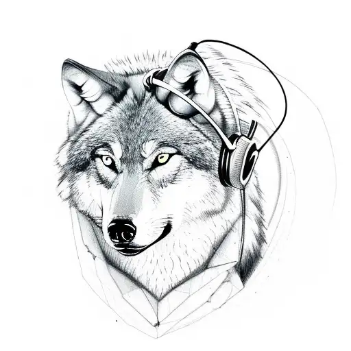 Wolf With Headphone