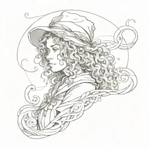 Pilgrim Girl With Curly Hair And Journey Depicted