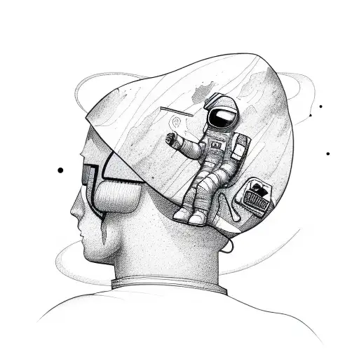 Astronaut Being Recharged By Mountains