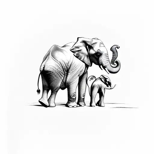 Mother And Baby Elephant Head