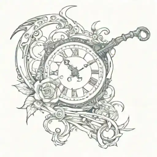 A Scythe With A Clock In The Middle Of It Handle