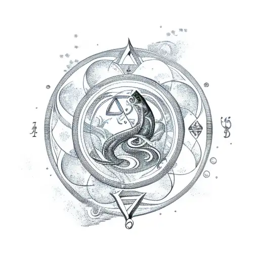 Aquarius Symbol With Pisces Symbol With Nature Background