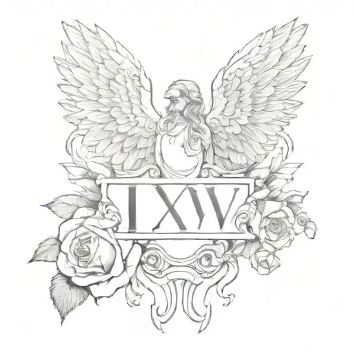 One Rose And Roman Numerals Saying Ii Xxv Mmxxiii With Angel Wings And Angel Halo