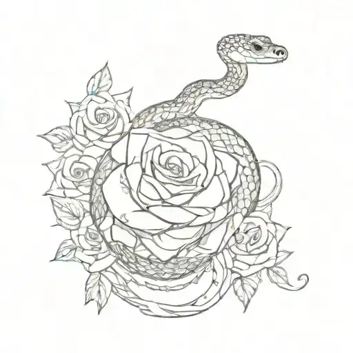 Snake With Roses Mandala Dripping Beads