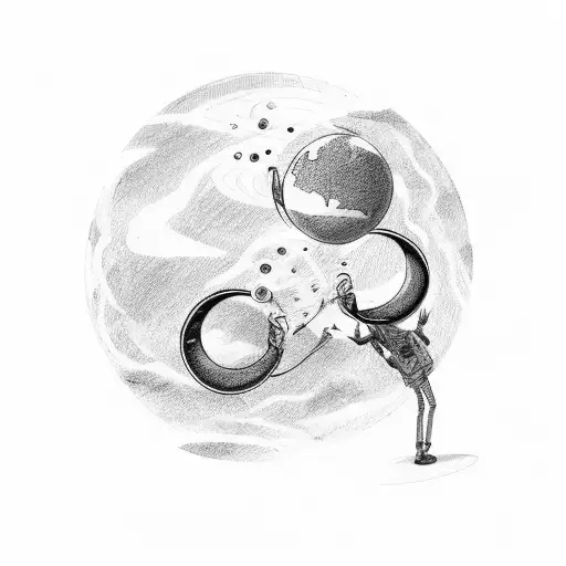 Two Men Kissing Underneath A Planet With Rings