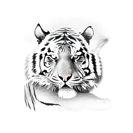 Tiger Laying On Piano