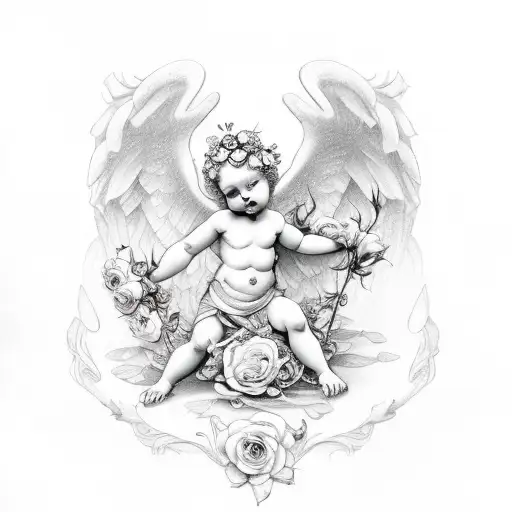 Cherub With Roses In Its Hands