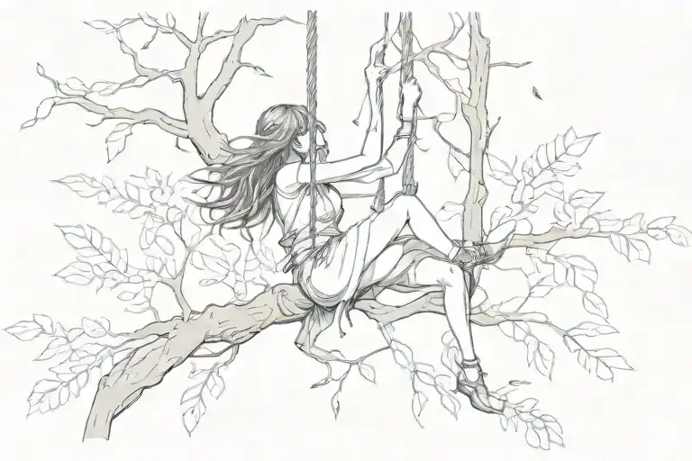 Girl Hanging From A Tree
