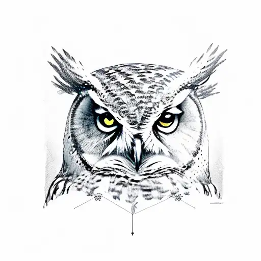 Owl And Pine Trees And Mountains