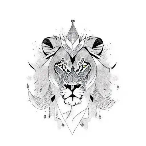 Manly Arab Tribal Sleeve With A Lion Tattoo