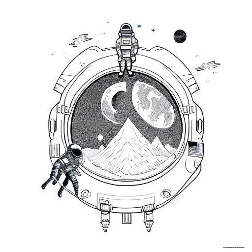 Astronaut Being Recharged By Mountains