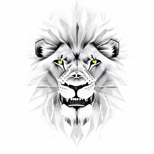 Lion With Half Face Of A Terrifying Human Laughing Tattoo