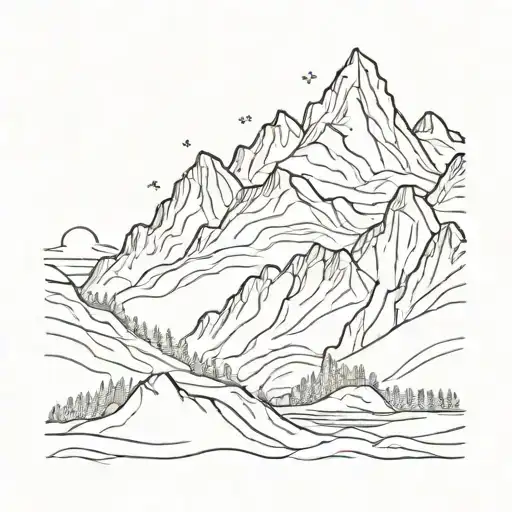 Mountains With Sunset Background