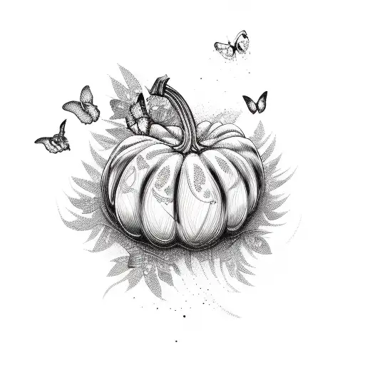 Pumpkin With Butterflies