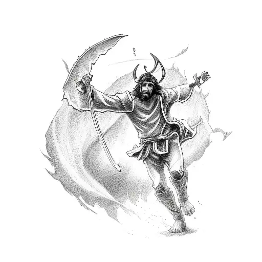 Jesus Fighting Devil