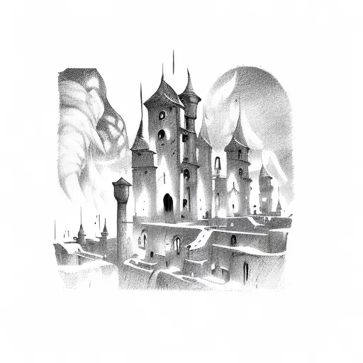 Medieval Dark Fantasy Town In Fire