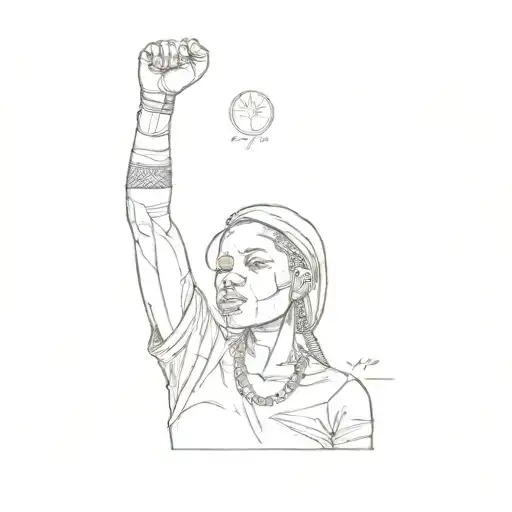 A Young African Girl Raising Her Fist In The Air