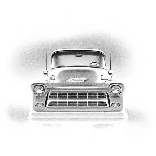 1956 Chevrolet Pickup With The Hood Open And A Ghost Figure Working On The Engine