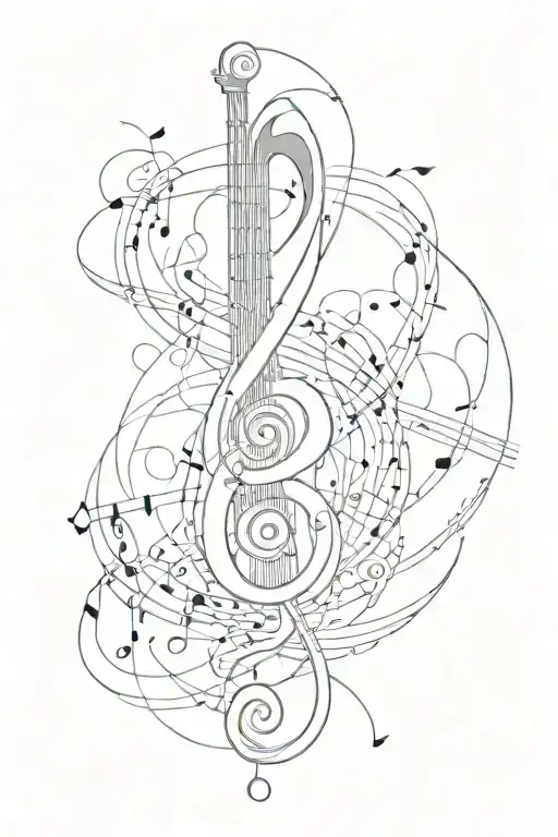 Music On Staff Intertwined