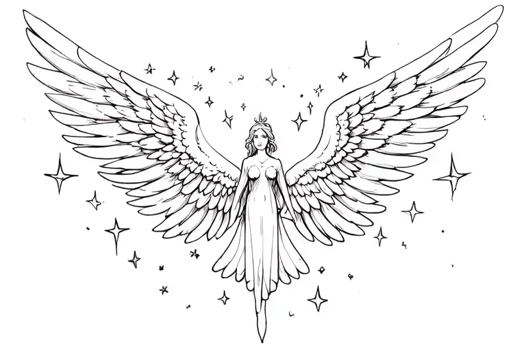Animated Stars Around Angel Wings