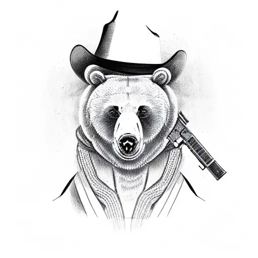Bear Cowboy With Guns