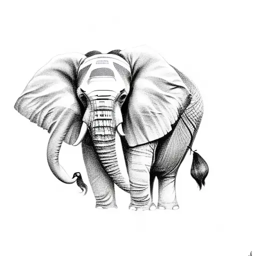 Elephant With Two Tusks