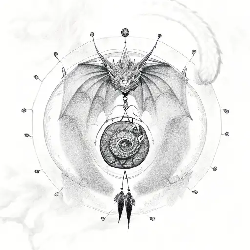 Dragon Perched On A Dream Catcher