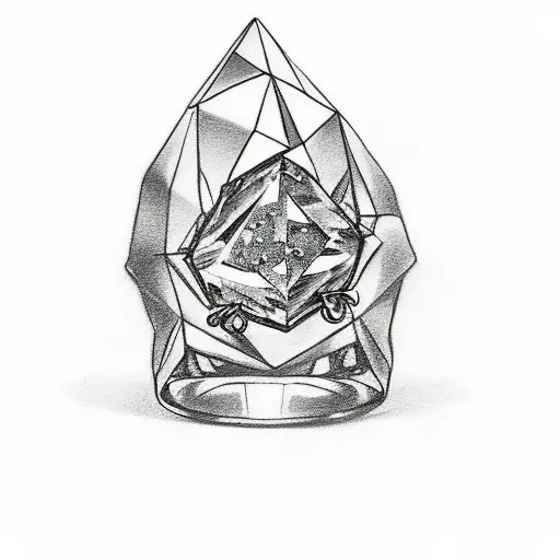 Tattoo Representing A Broken Marriage With A Pear Shape Diamond Ring For A Forearm