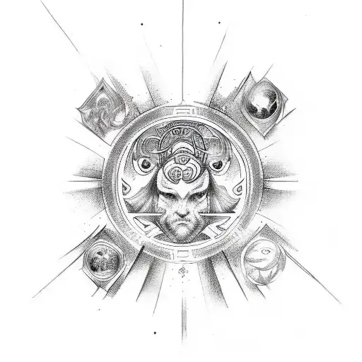 Tattoo Template Of The Result Of The Fusion Between The Symbols Of Aquarius And Gemini