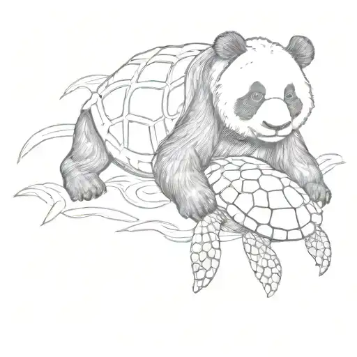 Panda And A Sea Turtle