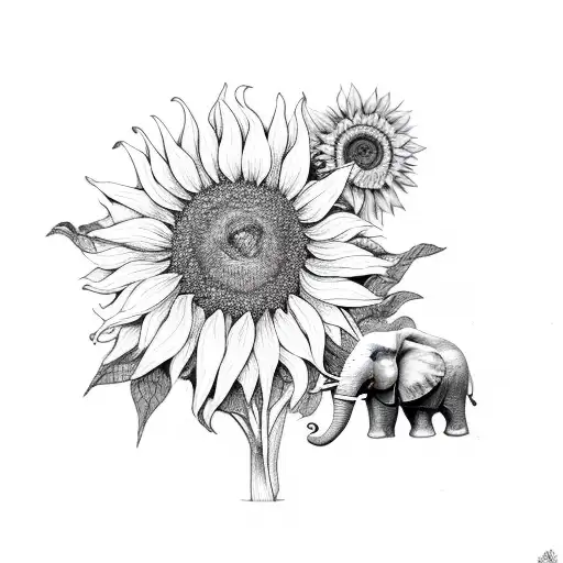 Sunflower And Elephant