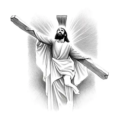 Jesus On A Cross Looking Up