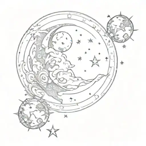 Waning Gibbous Moon With Two Stars