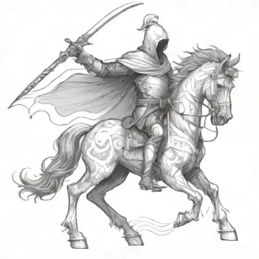 A Hooded Knight Wielding A Fire Sword While Riding A Capricorn