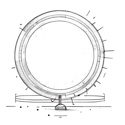 A Black And White Drawing Of A Circle On A Black Background