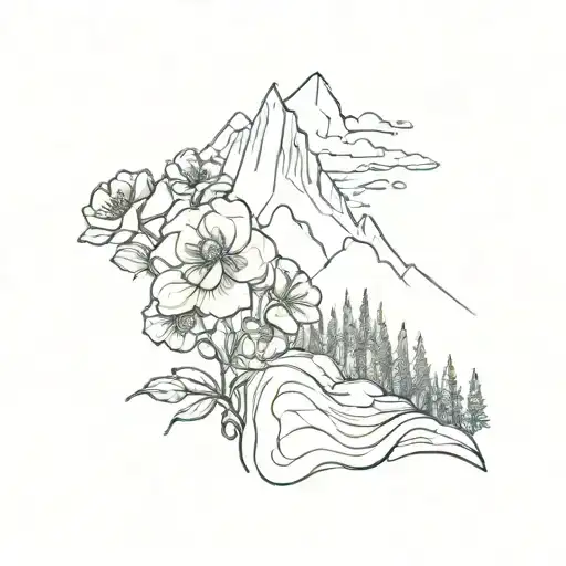 Flowers And Mountain