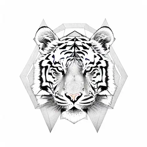 A Tiger With Geometric Patterns Made Of Dollar Signs