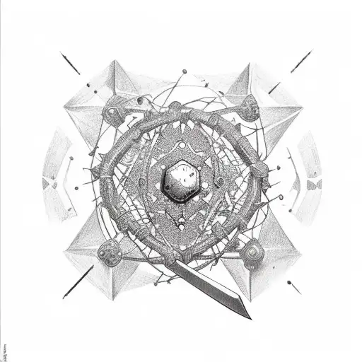 Dna Molecule Pierced By A Sword