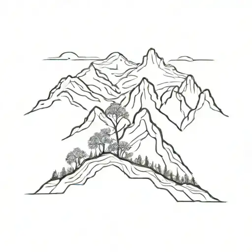 Small Flowers On Mountain Range Silhouette