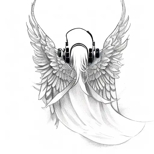 Sk With Angel Wings And Music Notes