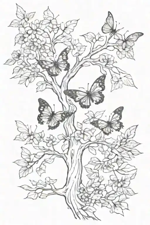 Butterfly And Tree Intertwined